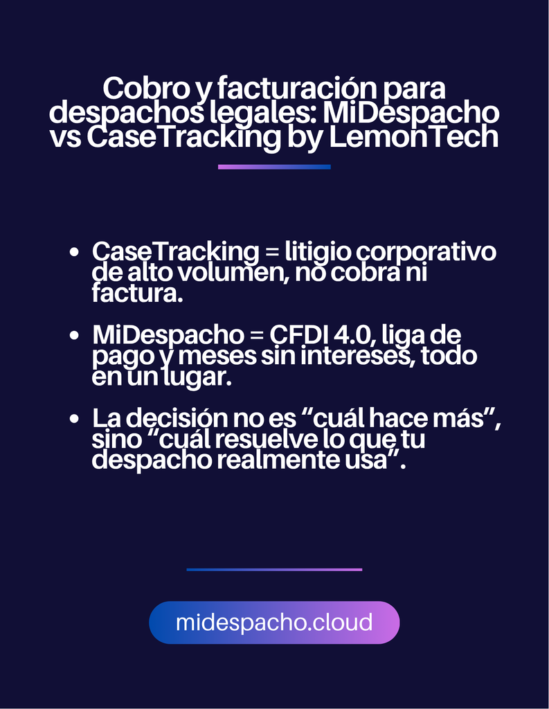 Cobro y facturación para despachos legales