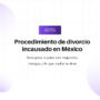Hero section with the title 'Procedimiento de divorcio incausado en México' and subtitle about steps, timelines, and tips; small purple badge reads 'Mejores prácticas'.