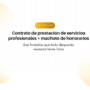 Encabezado en español anunciando un contrato de servicios profesionales y un model de honorarios, con círculos amarillos en el fondo (hero)