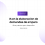 Hero banner about AI in drafting injunction requests for Mexican law firms, with a purple badge labeled 'Inteligencia Artificial' and soft gradient circles in the background.