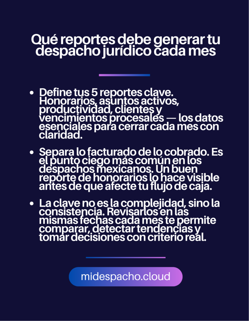 Qué reportes debe generar tu despacho jurídico cada mes