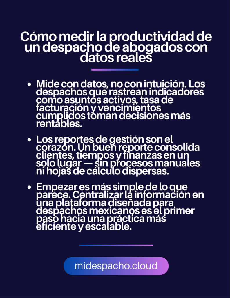 Cómo medir la productividad de un despacho de abogados con datos reales