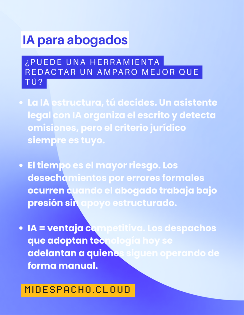 Slide title: 'IA para abogados' with white highlight on blue gradient background; subtitle asks if AI can draft better legal briefs.